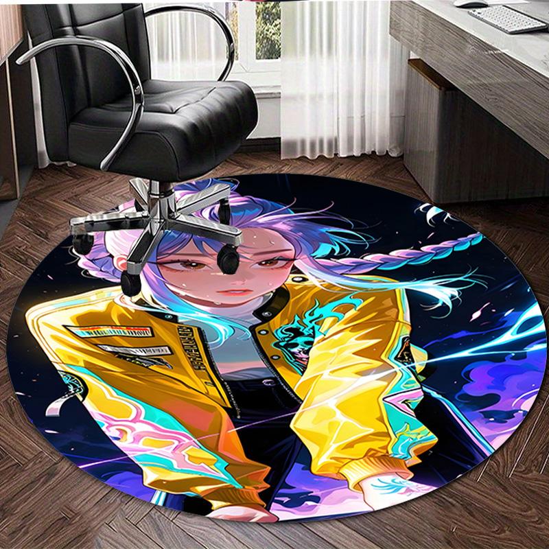 1pc KPop Demon Hunters RUMI2 Design Printed Area Round Carpet for Bedroom Living Room Home Decor Rugs Mat Non Slip Mat Rug for Bedside