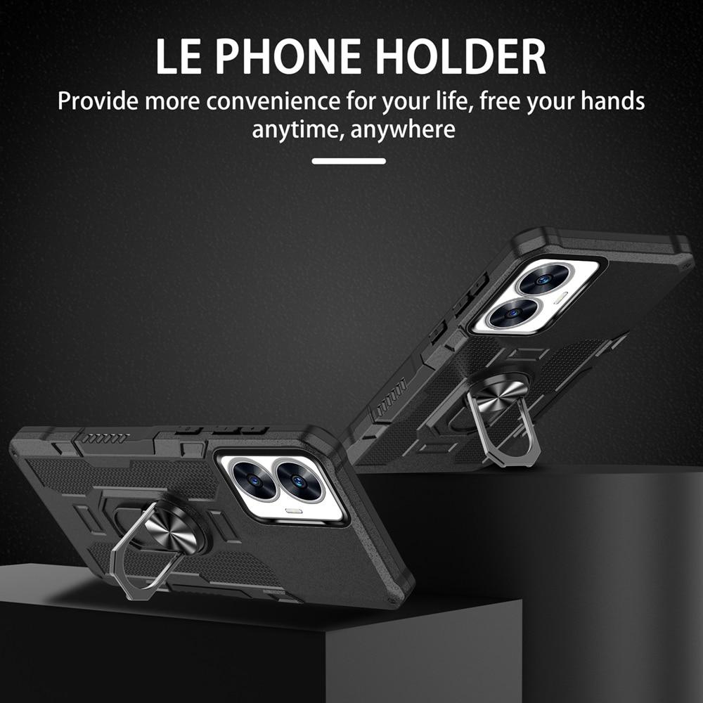 KEYSION Stoßfeste Rüstungshülle für Realme C55 C33 C30 C30S, Silikon + PC-Metallring-Ständer, Telefon-Rückseite für OPPO Realme C33 C55