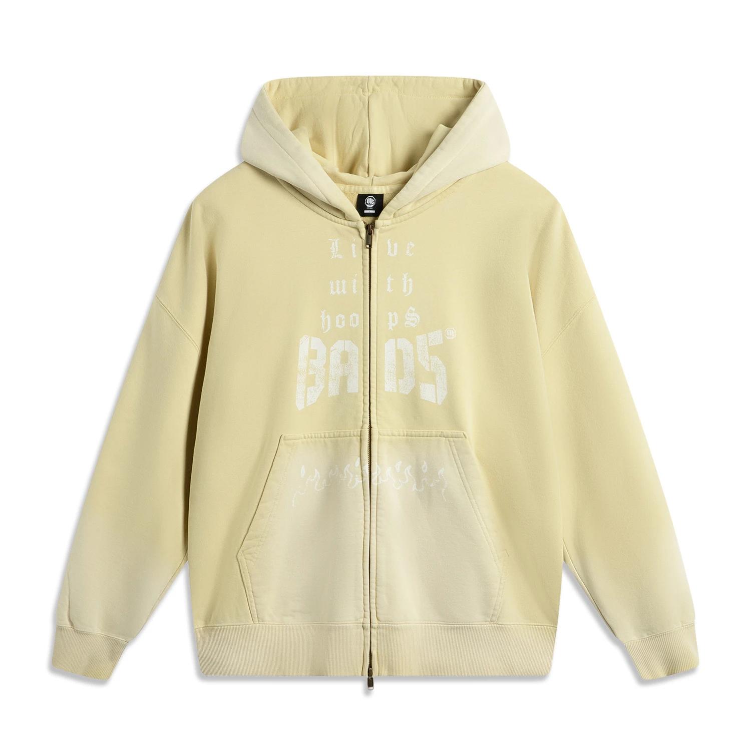 

Li-Ning Badfive Толстовка с капюшоном на молнии, дышащая, повседневная, мужская, светло-желтая AWDV033-3 M