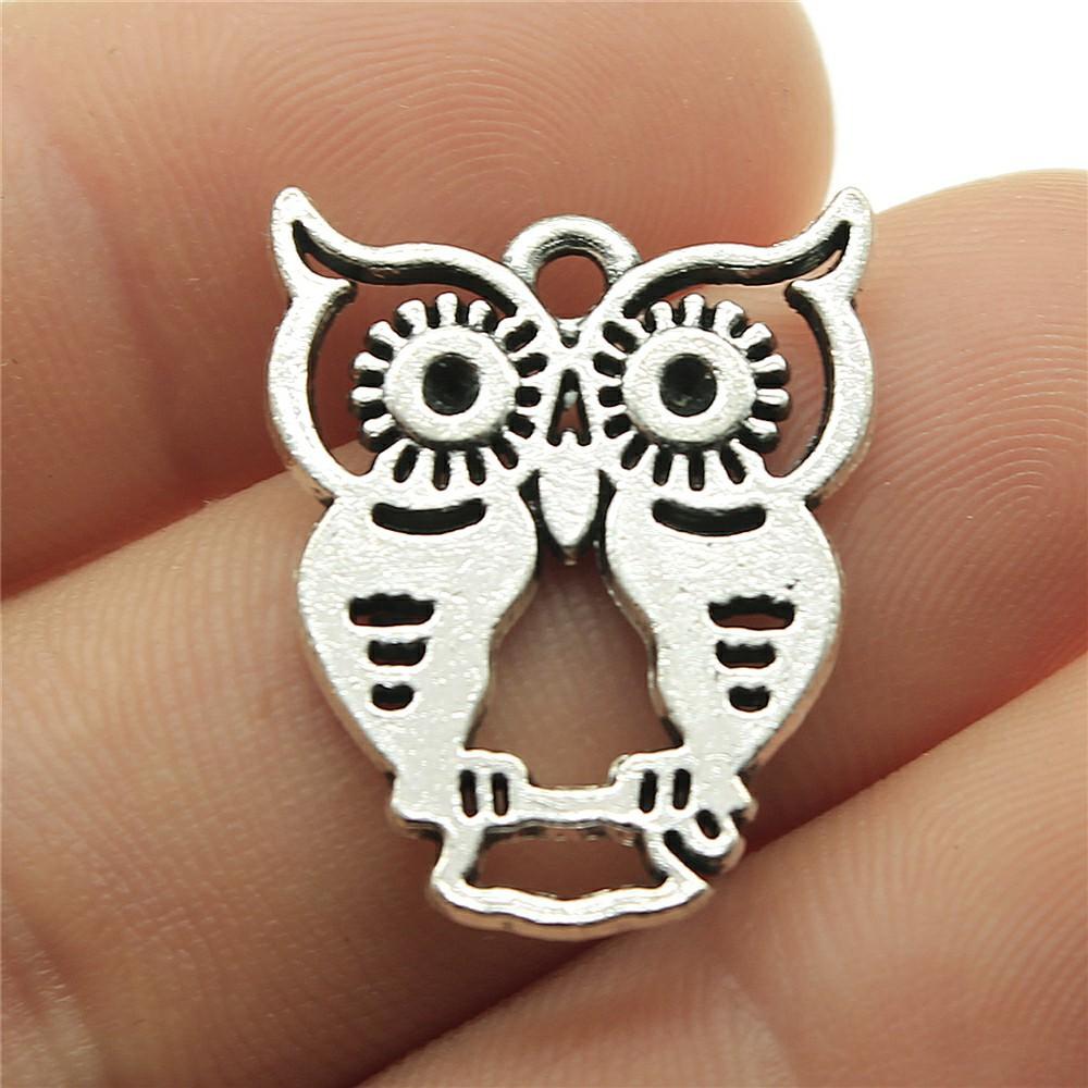 10pcs Charms Owl Antique Silver Color Cute Owl Pendant Charms Small Owl Charms For Jewelry Making