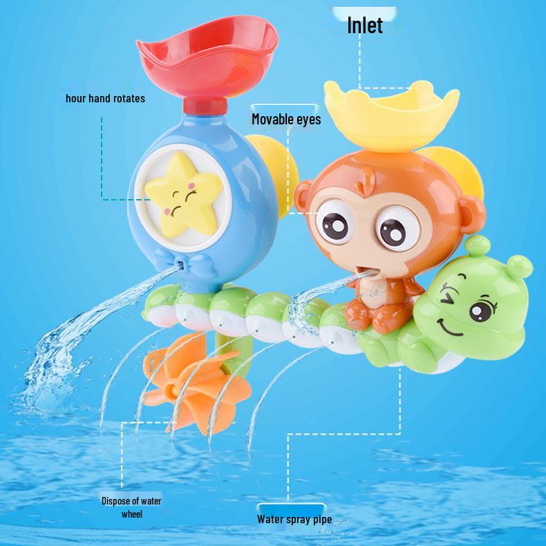 Rain Cloud Spraying Water Submarine & Spinning Top Turtle Bath Toys Set