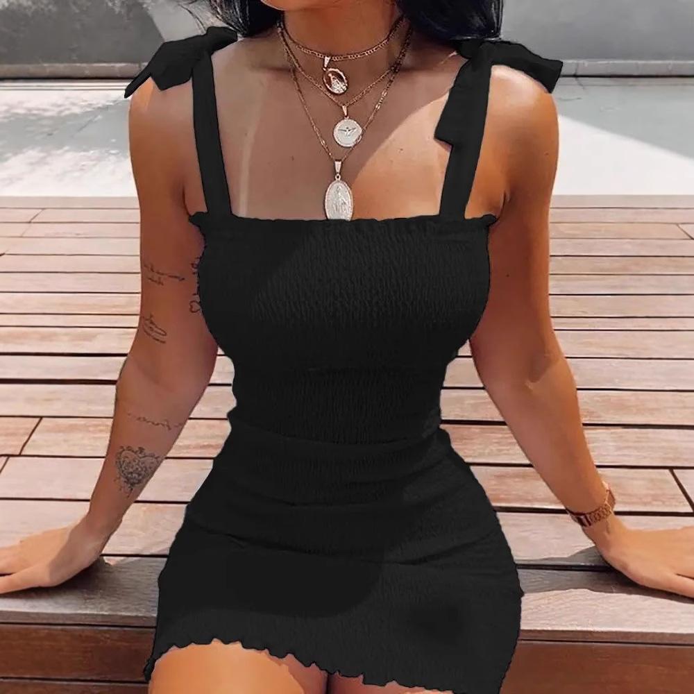 New, Suspender Print, Oneword Neck Tube Top Waist Tight Dress Women's Clothing