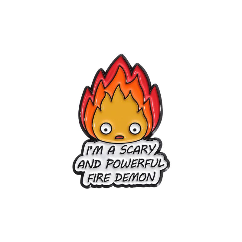 FIRE DEMON Enamel Pins Custom She Likes My Spark Brooches Lapel Badges Anime Jewelry Gift for Kids Friends