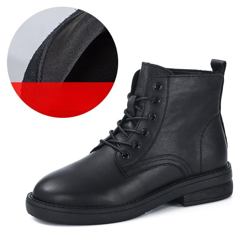 

New Autumn-winter Women s Leather Shoes with Laces, Round Toe, Short Boots 40 чорний