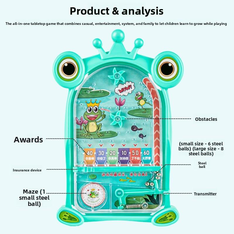 Plastic Frog Pinball Machine Toy For Kids Educational Desk Game Interactive Fun