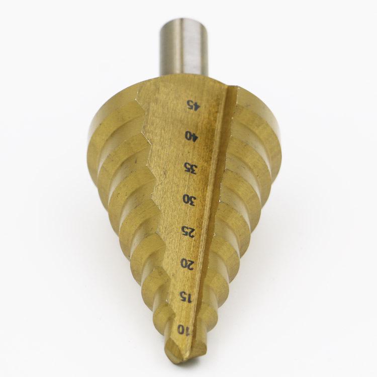 10-45MM Titanium-Plated Triangle Shank Step Drill Bit High-Speed Steel 4241