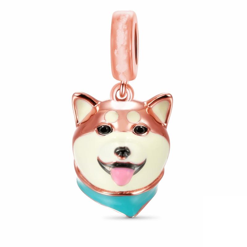 925 Gold Rosegold Rosa Pfotenabdruck Hund Charm Perle Anhänger für Silberarmband Halskette DIY Schmuck Geschenk