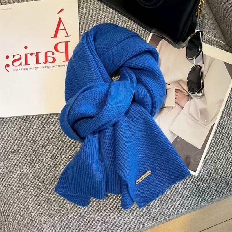 Winter New Solid Color Warm Scarf Couple Men's and Women's High-end Knitted Wool Scarf Small Scarf