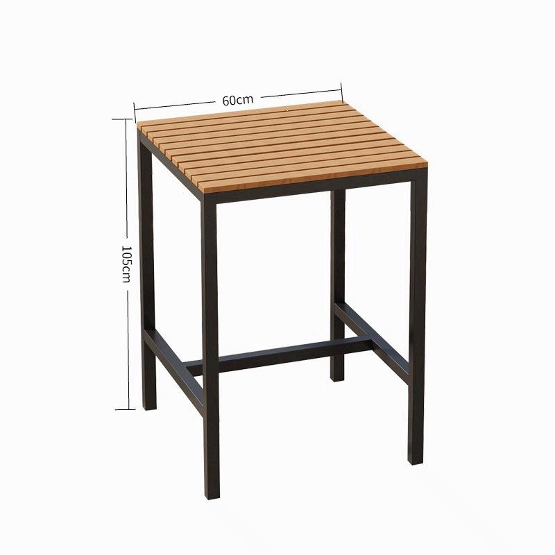 Outdoor Wood-Plastic Waterproof Bar Table & Chairs Set - High-Legged, Wall-Leaning Design for Balcony or Coffee Shop