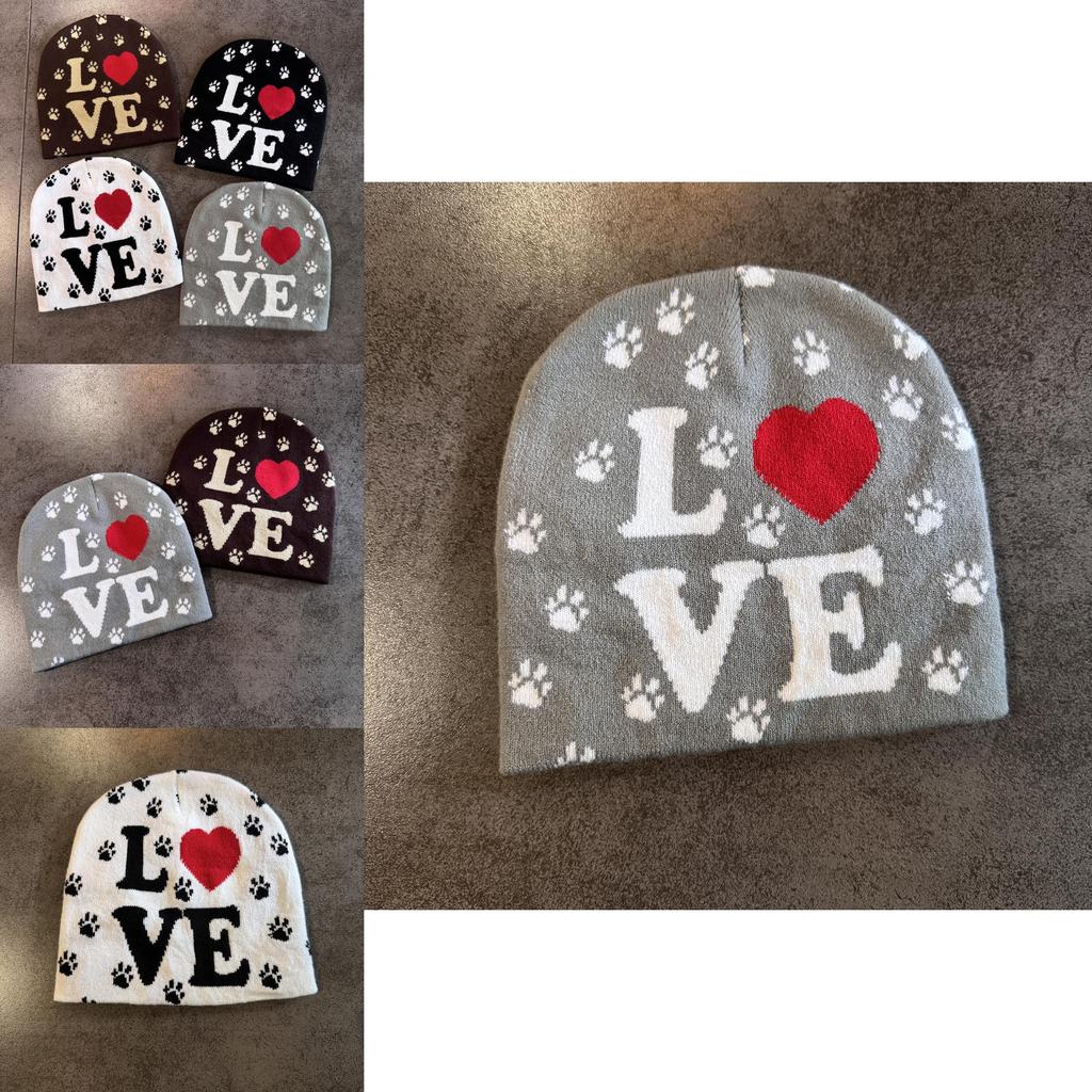 Love Letter Pattern Knitted Hat Cap With No Brim Style For Cold Seasons