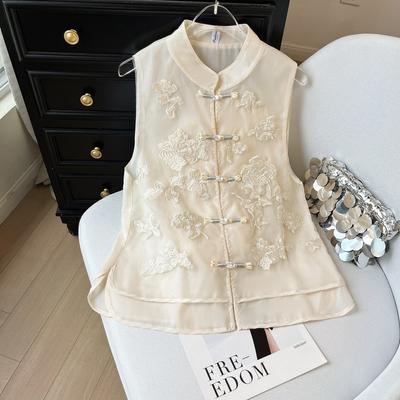 6611 Chinese Vest Eugen Yarn Embroidered Vest Women's Summer Outer Wear High-end Vest Thin