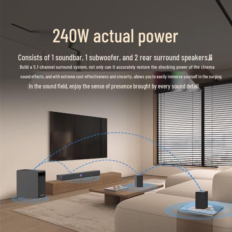 SANSUI DV-95C 5.1.2 Dolby Atmos Soundbar Home Theater System (CN version)