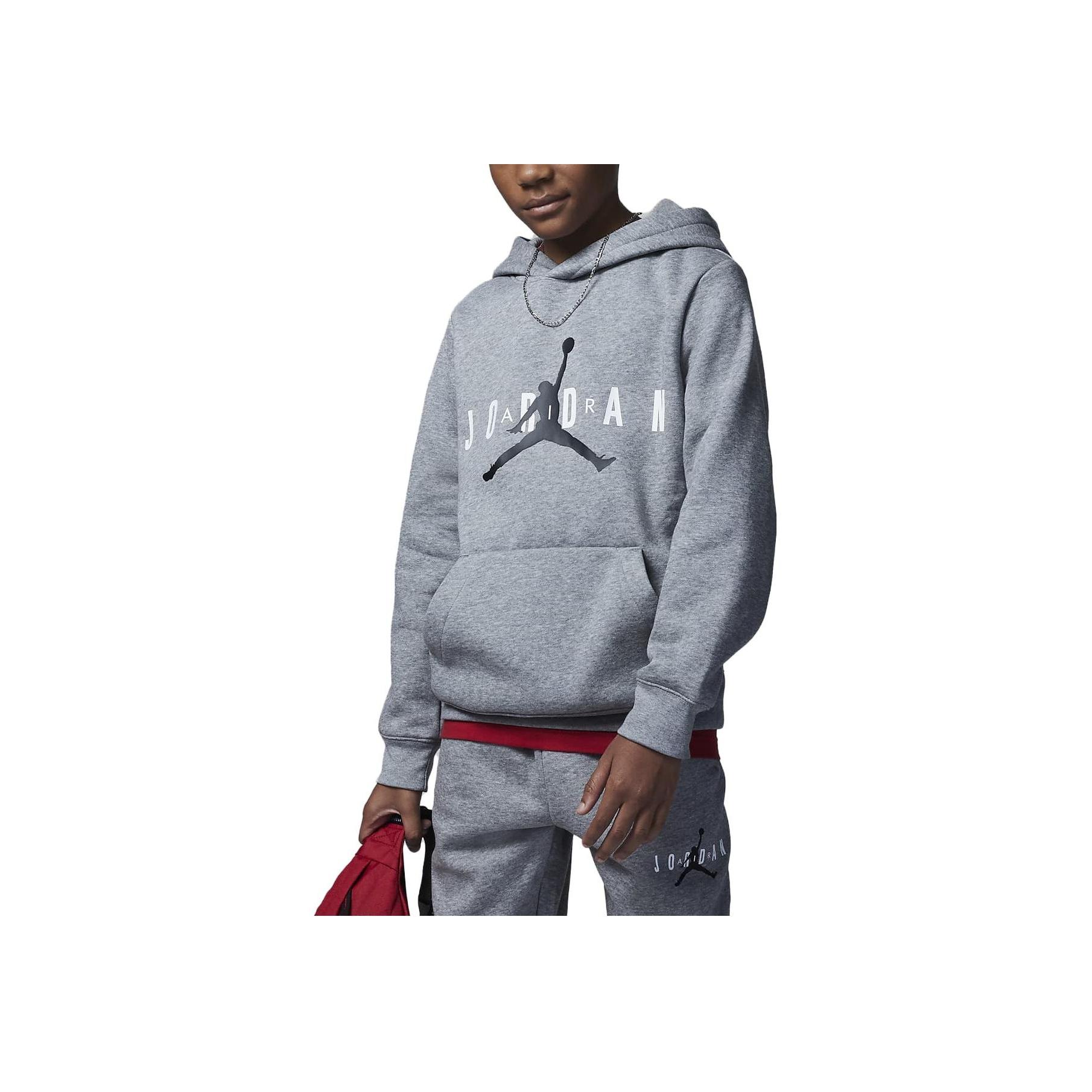 

Jordan Детская толстовка с капюшоном на флисовой подкладке с логотипом, детские топы, серая FD9362-091 S