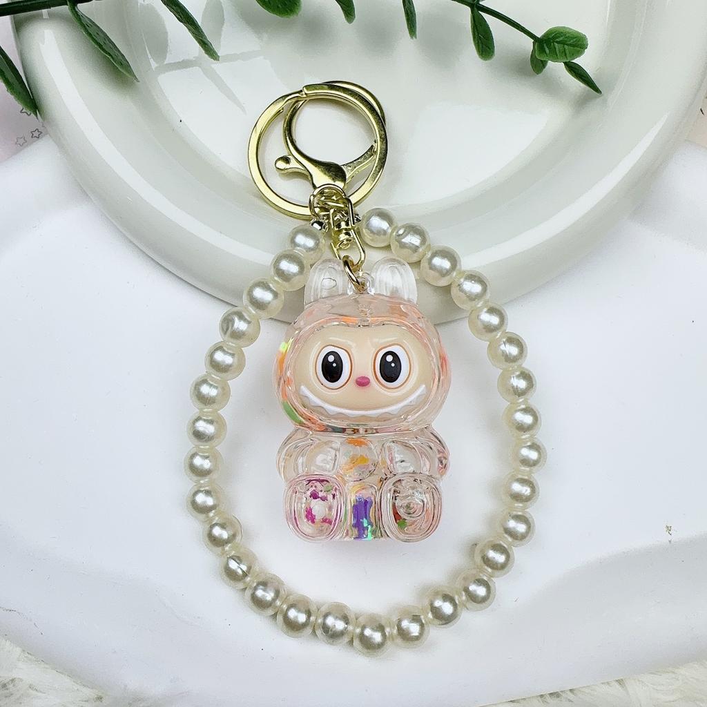 Color Beads Flash Luminous Rag Creative Keychain Into Oil Doll Schoolbag Quicksand Small Pendant Gift Ornament