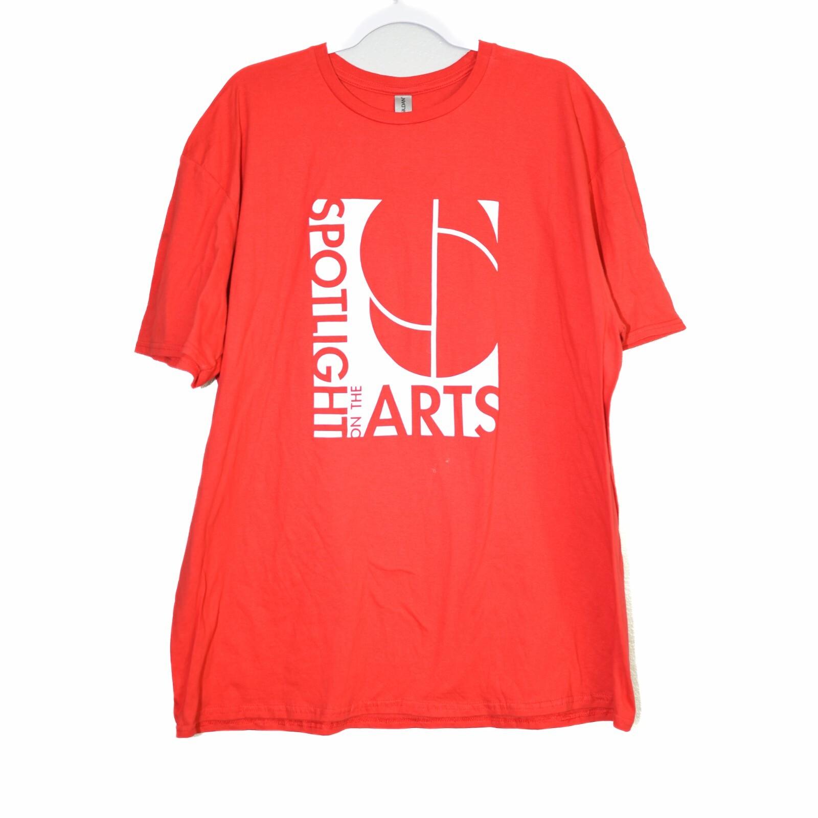 Gildan Spotlight on the Arts Mens Light Red T-Shirt Cotton Round Neck Size 2XL S