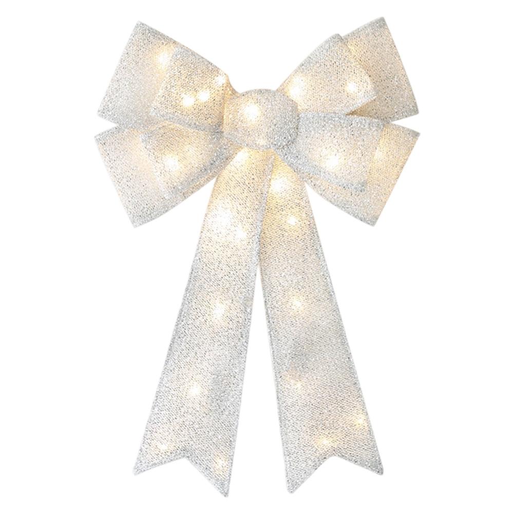 Multicolor Illuminated Christmas Bow With Red LEDs 54cm Weather Resistant Hanging Ornament For Front Door Garage Wall Festival D