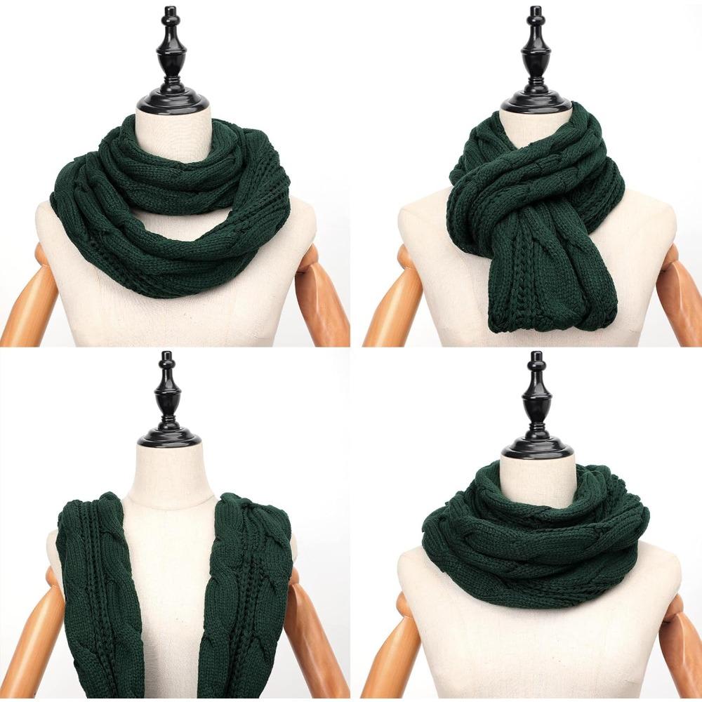 1pc Winter Warm Scarf for Women,Windproof Stylish Color-blocked Scarves for Cold Weather,Warm Knit Winter Circle Loop Scarves