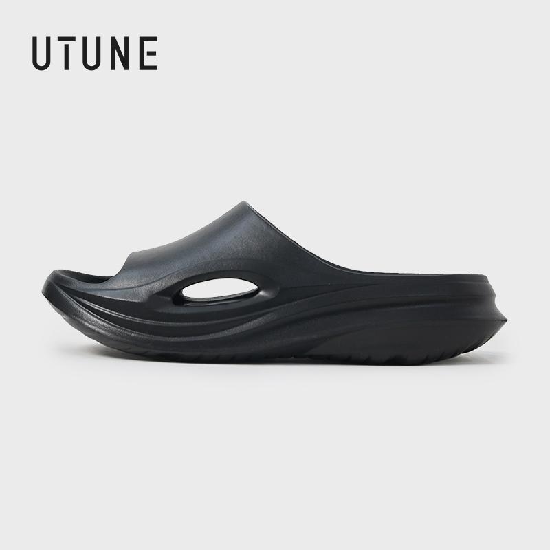 

UTUNE 4СМ Бесшумные тапочки для мужчин Бесшумный комфорт Мягкая подушка Домашние и уличные шлепанцы Дышащие слипоны Летние тапочки 40-41 чёрный