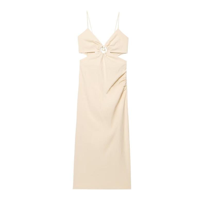 European American Women s Clothing Summer Vacation Style Backless Slim Sling Dress XS
