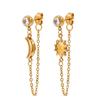 Delicate Zircon Earrings For Women Minimalist Gold Plated Stainless Steel Long Tassel Earrings Fashion Jewelry Gift