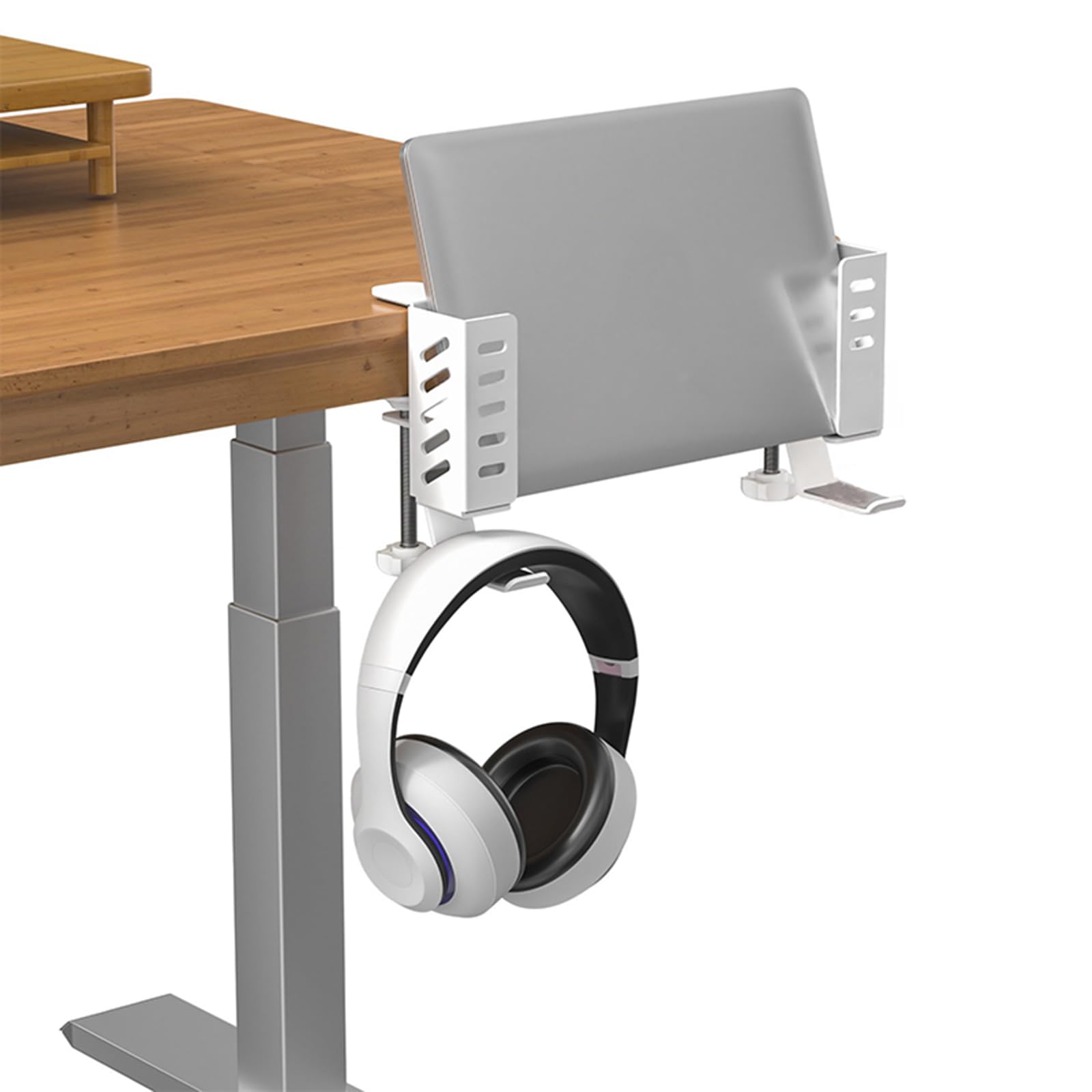 

Vixplorn Вертикальный прикроватный столик для ноутбука, не требующий сверления, легко регулируемый компьютерный стенд, полка, грузоподъемность в фунтах, требуется, использование, нескользящий, расстояние, белый