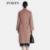 PORTS Women's Elegant Rose Pink Double-faced Wool Lapel Coat