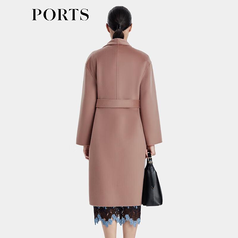 PORTS Women's Elegant Rose Pink Double-faced Wool Lapel Coat
