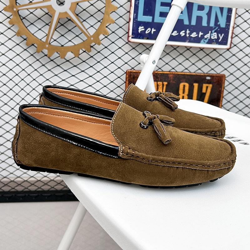 LZD Breathable Men's Suede Leather Fringed Feet Casual Small Leather Shoes Men