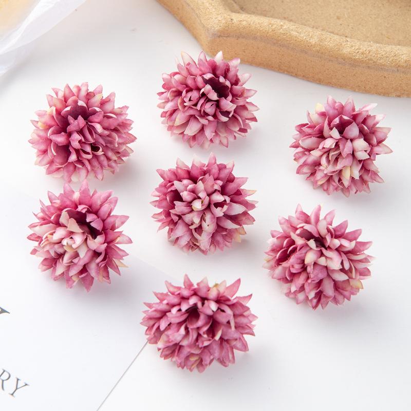 10PCS Artificial Chrysanthemum Pompom Flowers Realistic Faux Silk Floral Bouquet for DIY Hair Clips Shoes and Straw Hat Decor