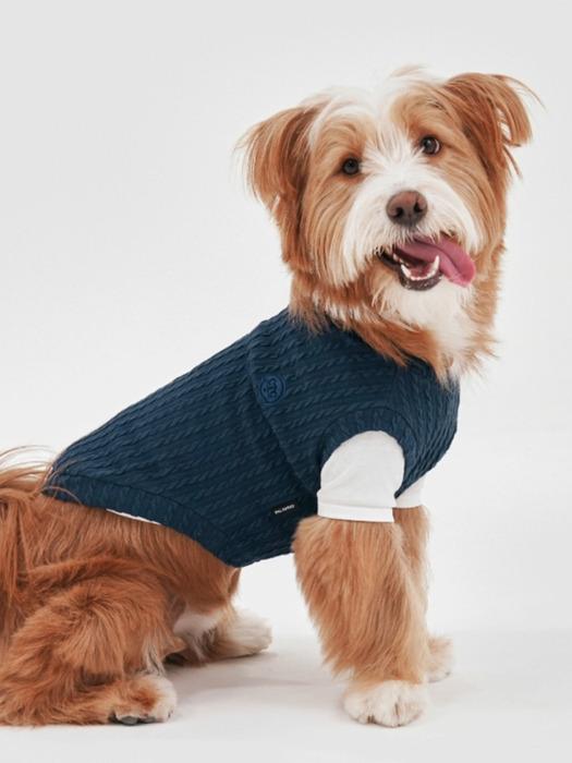 

CROOKTHECHIHUAHUA Pluffy Cable Knit Vest ( 4color ) Buttercream