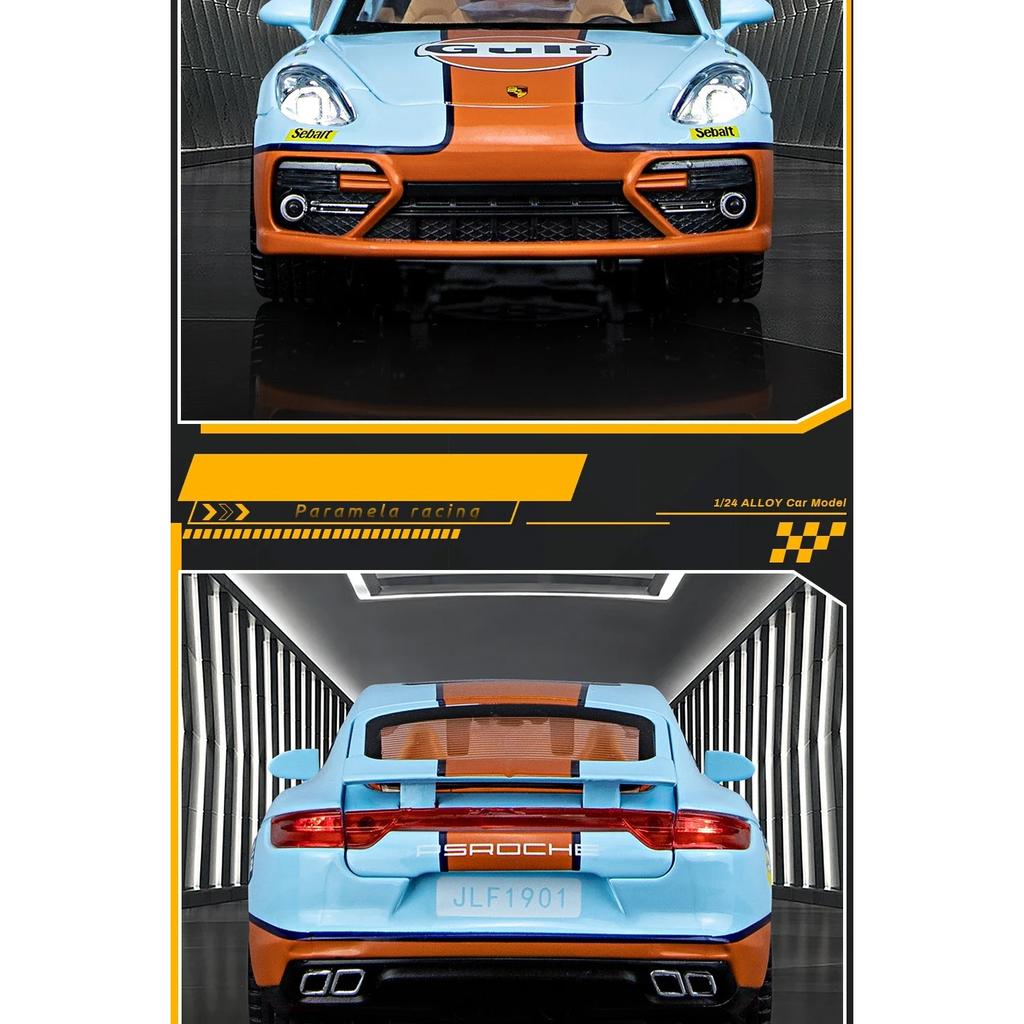 1/24 Porsche Panamera GULF Supercar Alloy Diecasts & Toy Vehicles Metal Toy Car Model Sound and Light Collection Toy