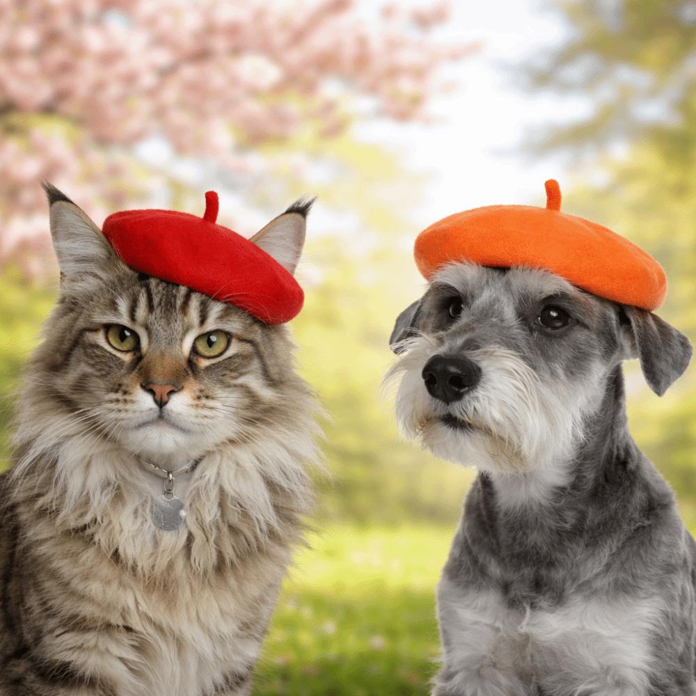 Adjustable Cat Beret Hat Breathable Pet Painter Hat Fashion Pet Headwear  for Cats and Dogs