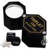 TEKCOPLUS Folding Magnifying 15x Triple Optical for and Jewelry Appraisal Glass, Magnification, 20.5mm Lens, Glass, Watchmaking, Coins, Stamps,
