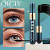 2-in-1 4D Fiber Eyelash Mascara Curling and Lengthening, Super Waterproof, Volumizing Black Mascara Perfect Fit Makeup Cosmetic