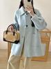Elegant French Style Double-Faced Wool Lapel Coat