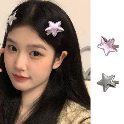 Lovely Five-Pointed Star Hair Clip PU-Leather Hairpins Barrettes Sweet Hair Side Clip Hair Accessory for Kid Teens Girls