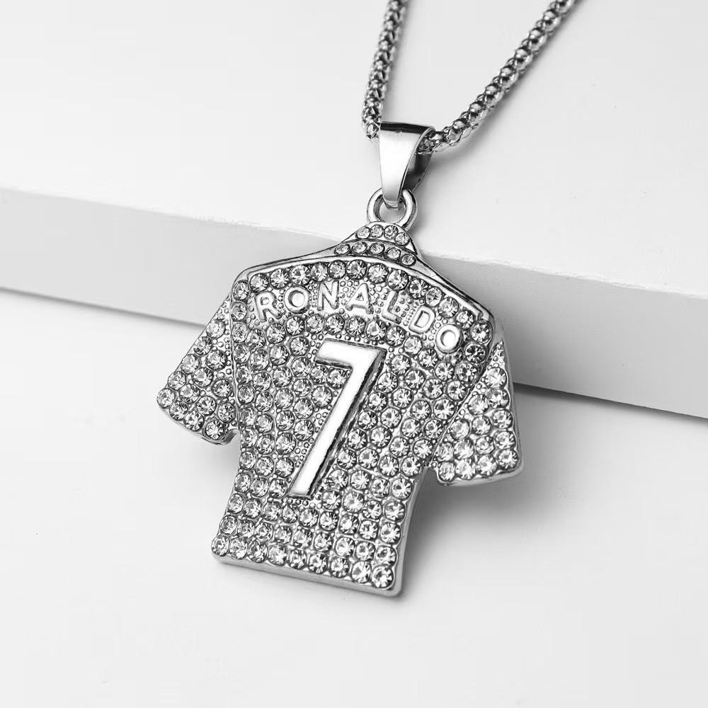 World Cup No. 7 Gold-Plated Jersey Pendant Necklace - European & American Style, Fashionable & Unique Design.