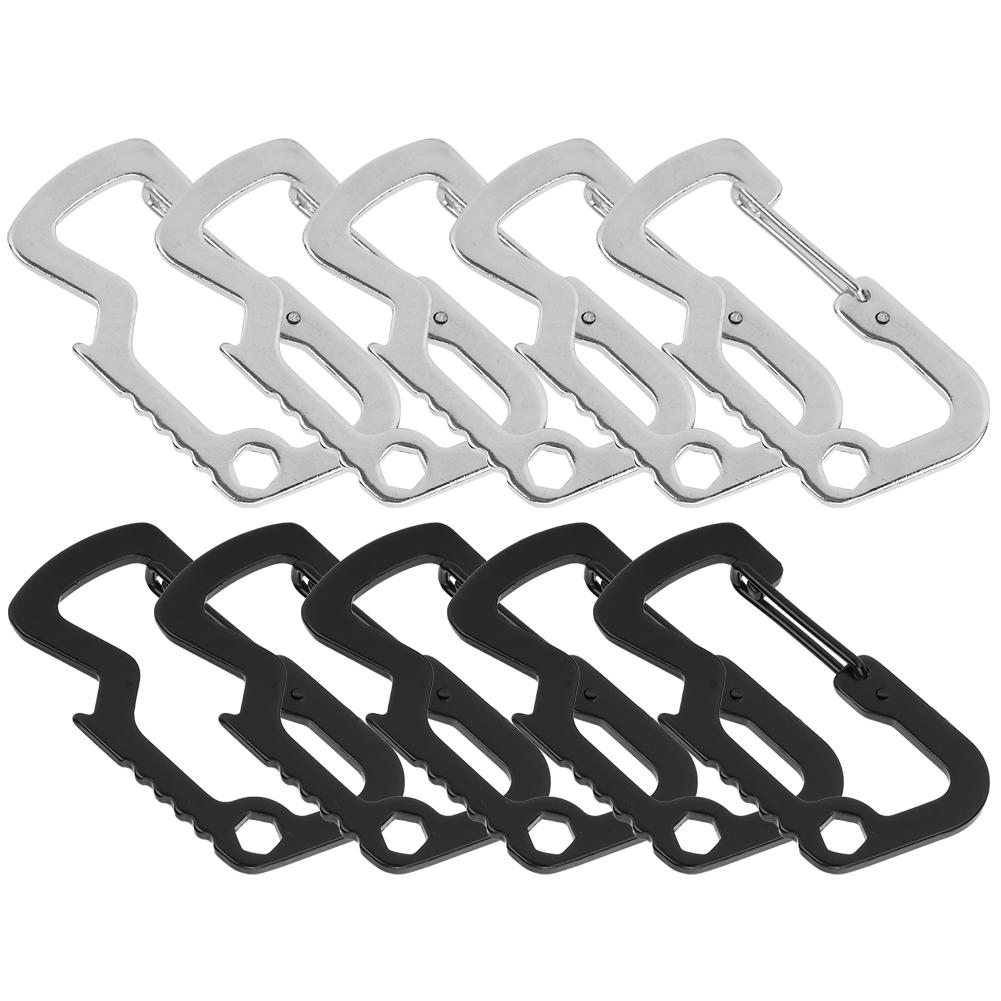 Multifunktionale D-förmige Schnalle Edelstahl Karabiner Flaschenöffner Federhaken