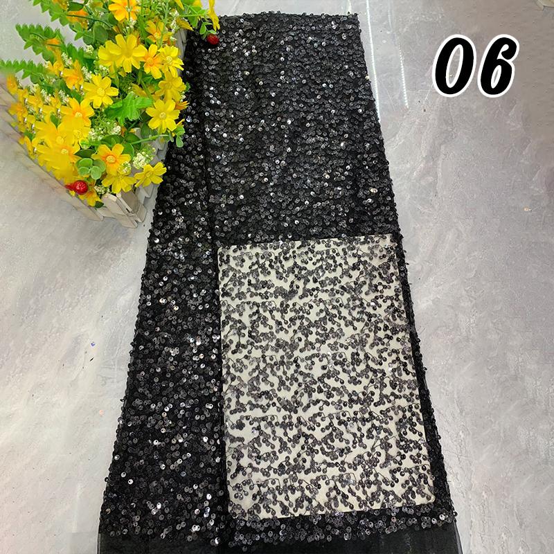 

1 Yard Elegant African Embroidery Beaded Lace Fabric High-end Nigerian Sequins Tulle Lace Fabric For Wedding Party Dress 1Yard