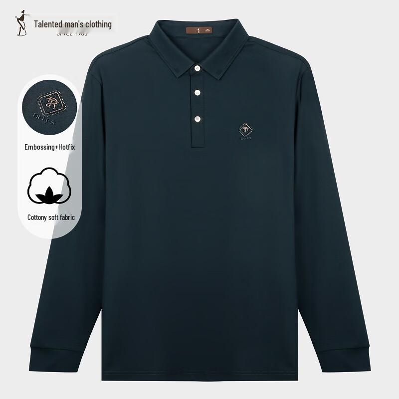 Men s Long-Sleeve Polo Shirt with Embossed Jacquard 3XL