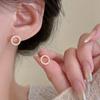 LATS Delicate Small Circle Stud Earrings for Women Gold Crystal Minimalist Summer Jewelry Party Accessories Gift