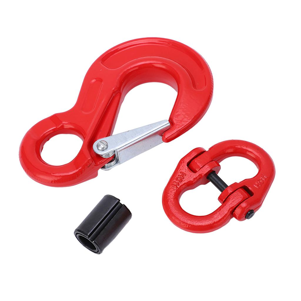 3.15 Tons Lifting Hook with Latch Eye Sling Hook Double Ring Buckle Set Crane Hoisting Hardware