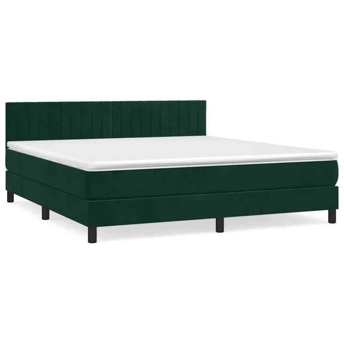 Maison Exclusive - Sommier à lattes de lit et matelas Vert foncé 160x200cm Velours