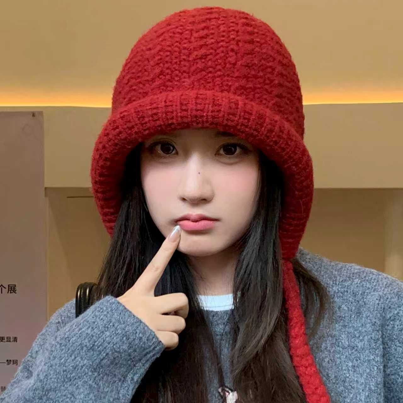 

Autumn and Winter New Solid Color Knitted Wool Hat Women s Outdoor Cold and Warm Pullover Hat Tide ONE SIZE