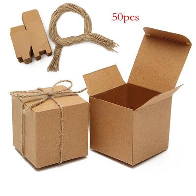 50 יחידות וינטג' נייר קראפט טובה לחתונה קופסאות ממתקים מתוקים מסיבת יום נישואין