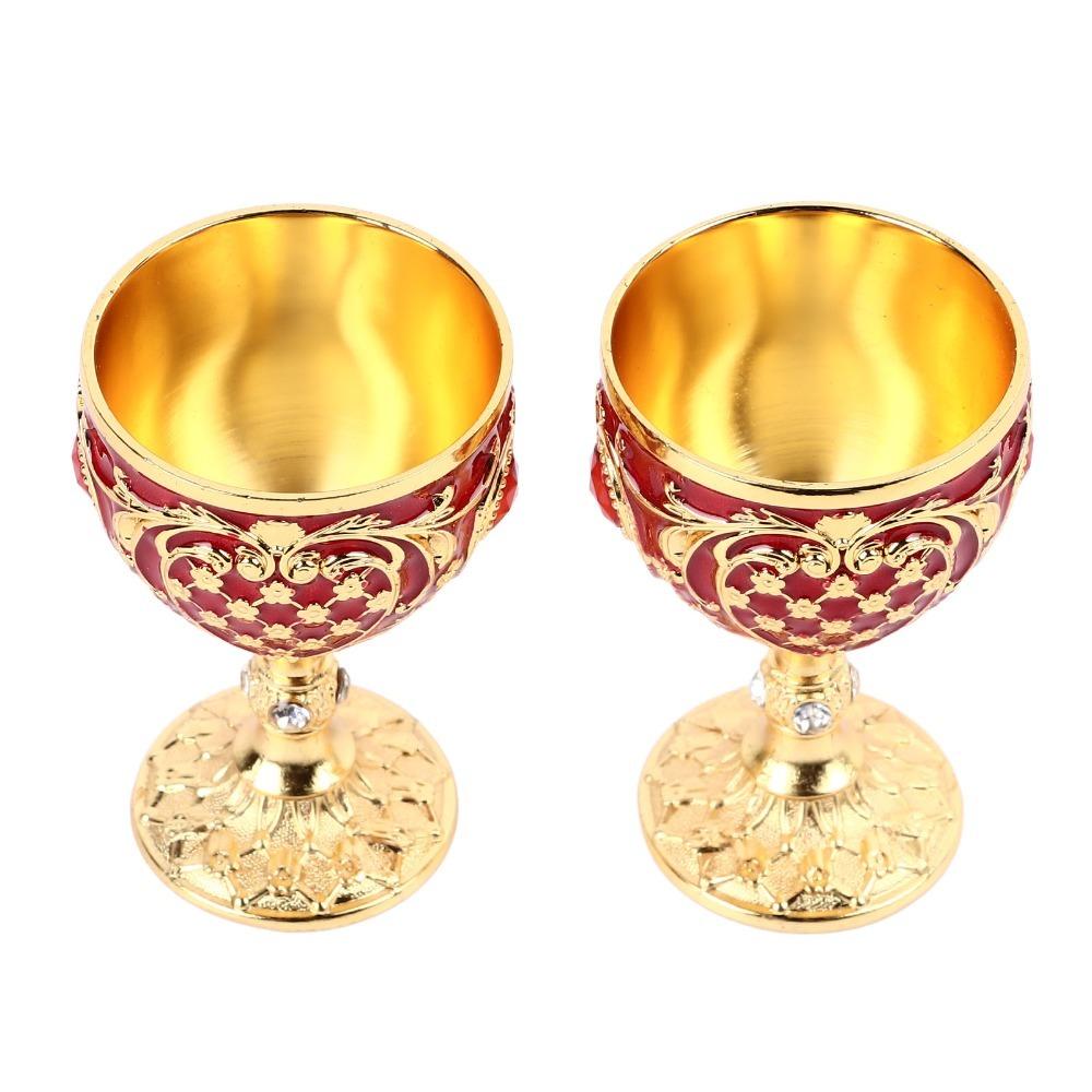 2PCS Zinc Alloy Wine Glass Green Drinking Glass Goblets & Chalices Stemmed Glasses Home Bar красный