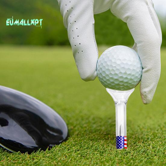 20 Pezzi Tee da Golf Infrangibili - Riduce l'Attrito, 83mm, Plastica, Stampa Bandiera Nazionale Americana, Trasparente