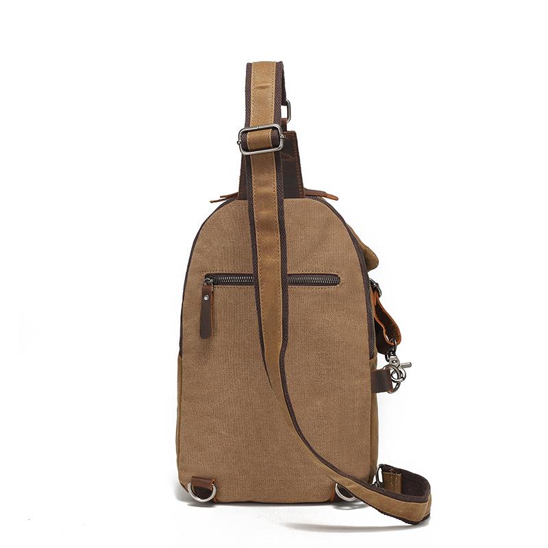 Men's Waxed Canvas and Top Layer Cowhide Travel Crossbody Bag