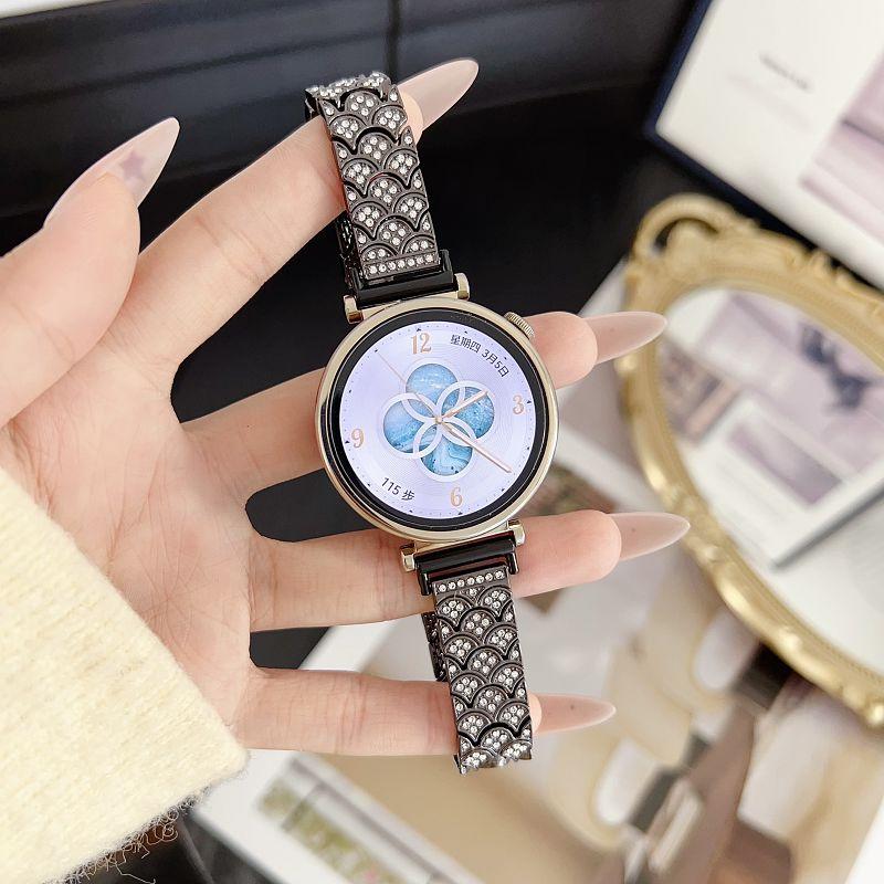 

Diamond Metal Strap for Huawei Watch GT6 41mm Gt5 41mm Band Bling Jewelry Wristband Bracelet for Huawei Gt5pro 42mm Metal Correa 18mm чёрный