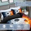 Duvet Cover Set, Water Fire Football Bedding Set Soft Duvet Cover For Bedroom Guest Room (1*Duvet Cover + 2*Pillow Shams)